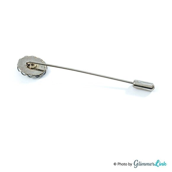 Vintage Delft Windmill Oval Porcelain Silver Tone Stick Pin - Picture 4 of 5